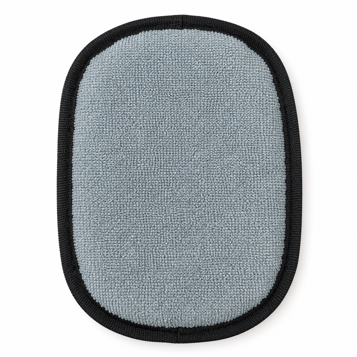 Textured fabric side of the black pet hair remover mitt